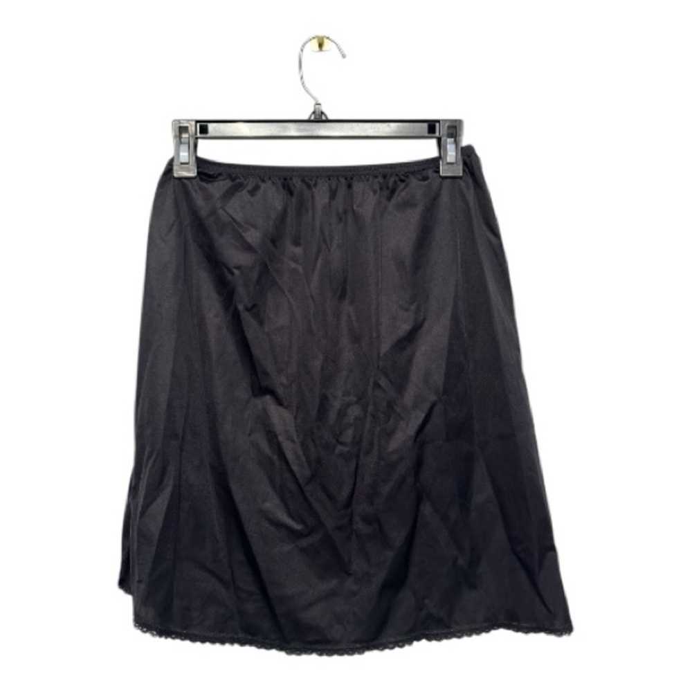 Vintage Y2K Era Vanity Fair Black Midi Slip Skirt Size Medium - Picture 1 of 6
